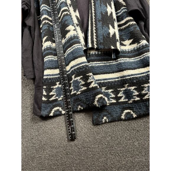 Anthropologie Dolan Knit Sweater Womens Sz XL Black Cardigan Ruana Aztec Tribal - Picture 6 of 7